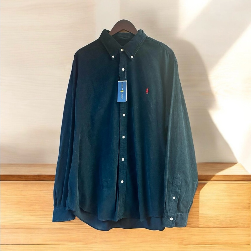 Ralph Lauren Classic fit Corduroy button down shirt Men’s Black NWT